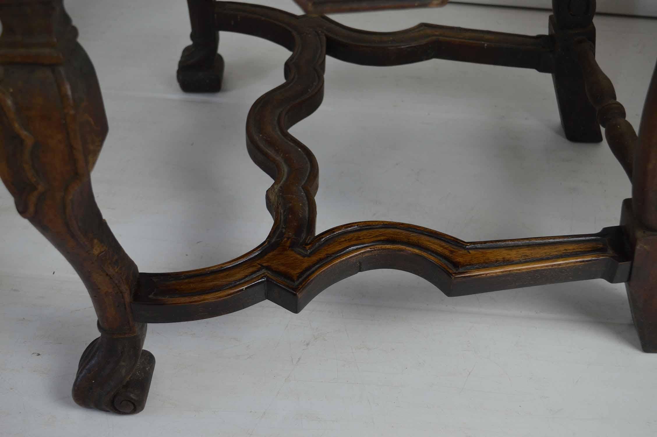  4 Antique Baroque Style Dutch Carved Walnut and Bergère Chairs For Sale 8