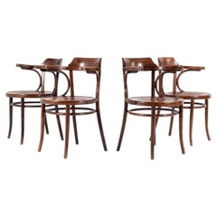 Set of 4 Antique Bentwood Armchairs by Levée