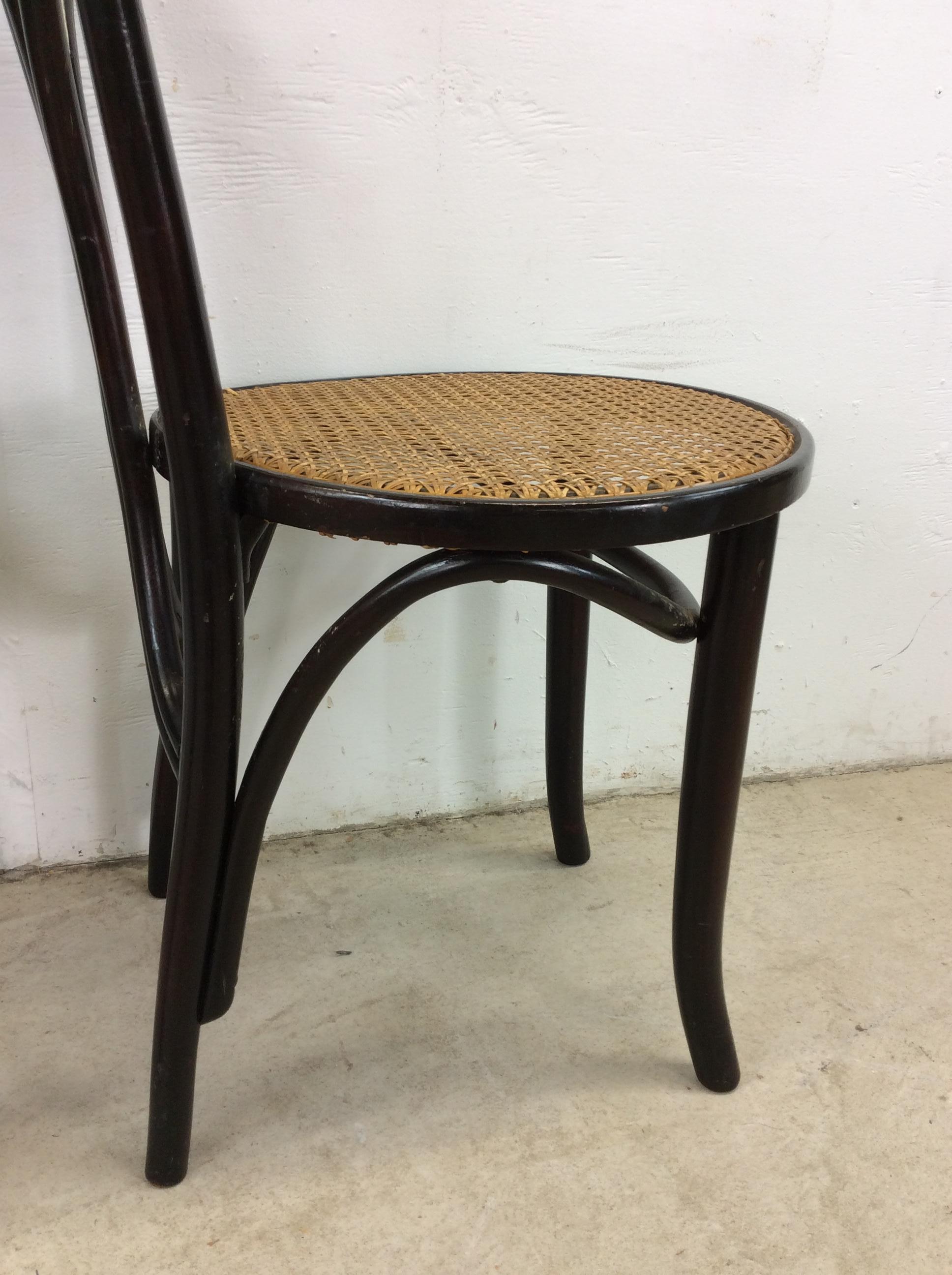 Set of 4 Antique Bentwood Bistro Chairs with Caned Seats For Sale 5