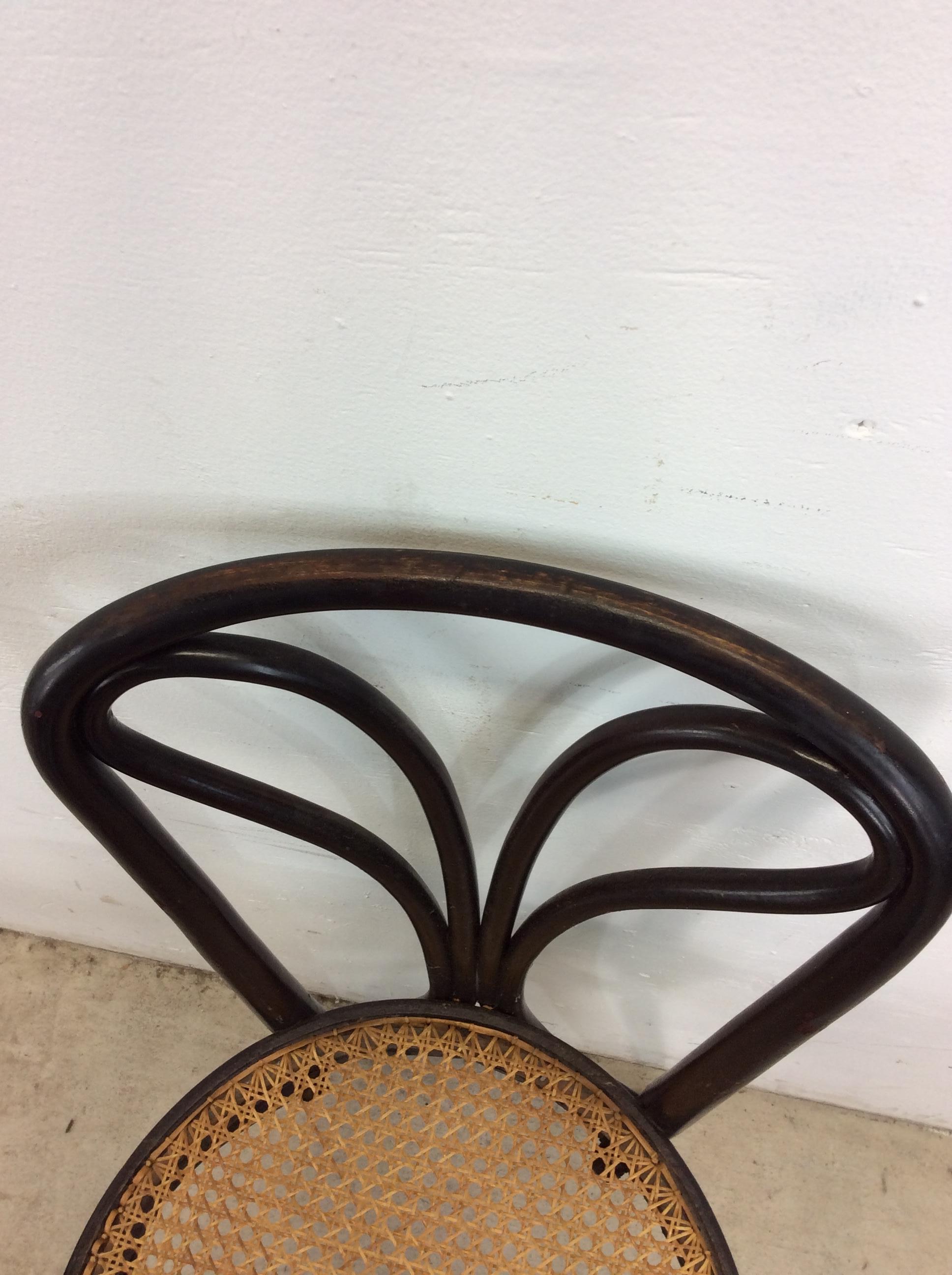 Set of 4 Antique Bentwood Bistro Chairs with Caned Seats For Sale 8