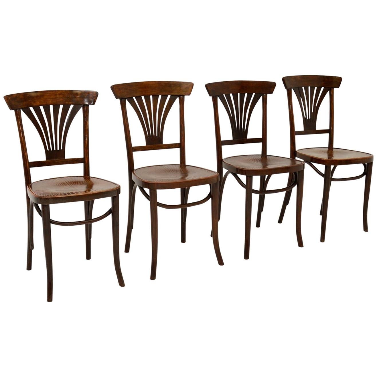Set of 4 Antique Bentwood Cafe Dining Chairs