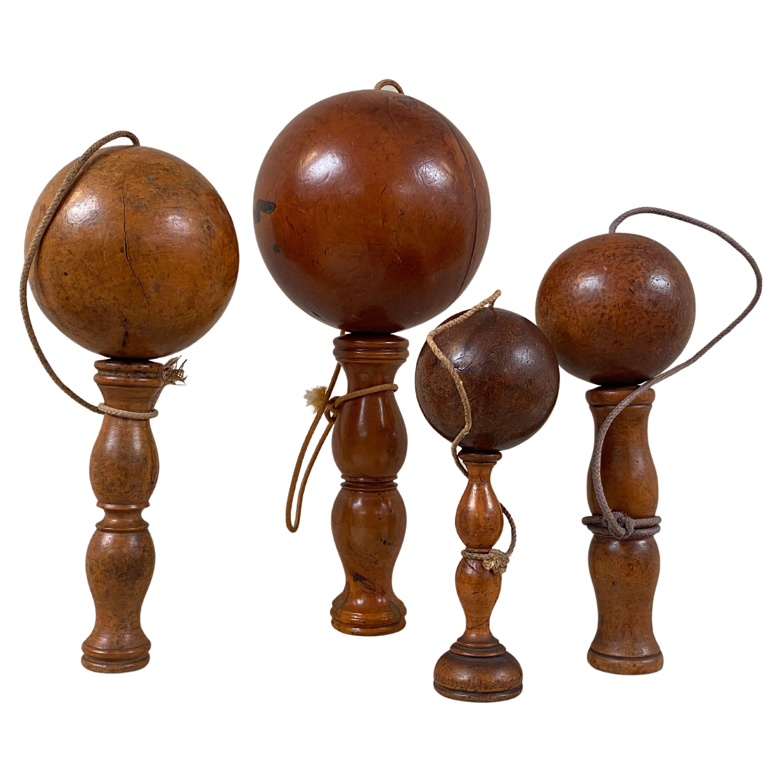 Set of 4 Antique Bilboquets, France For Sale