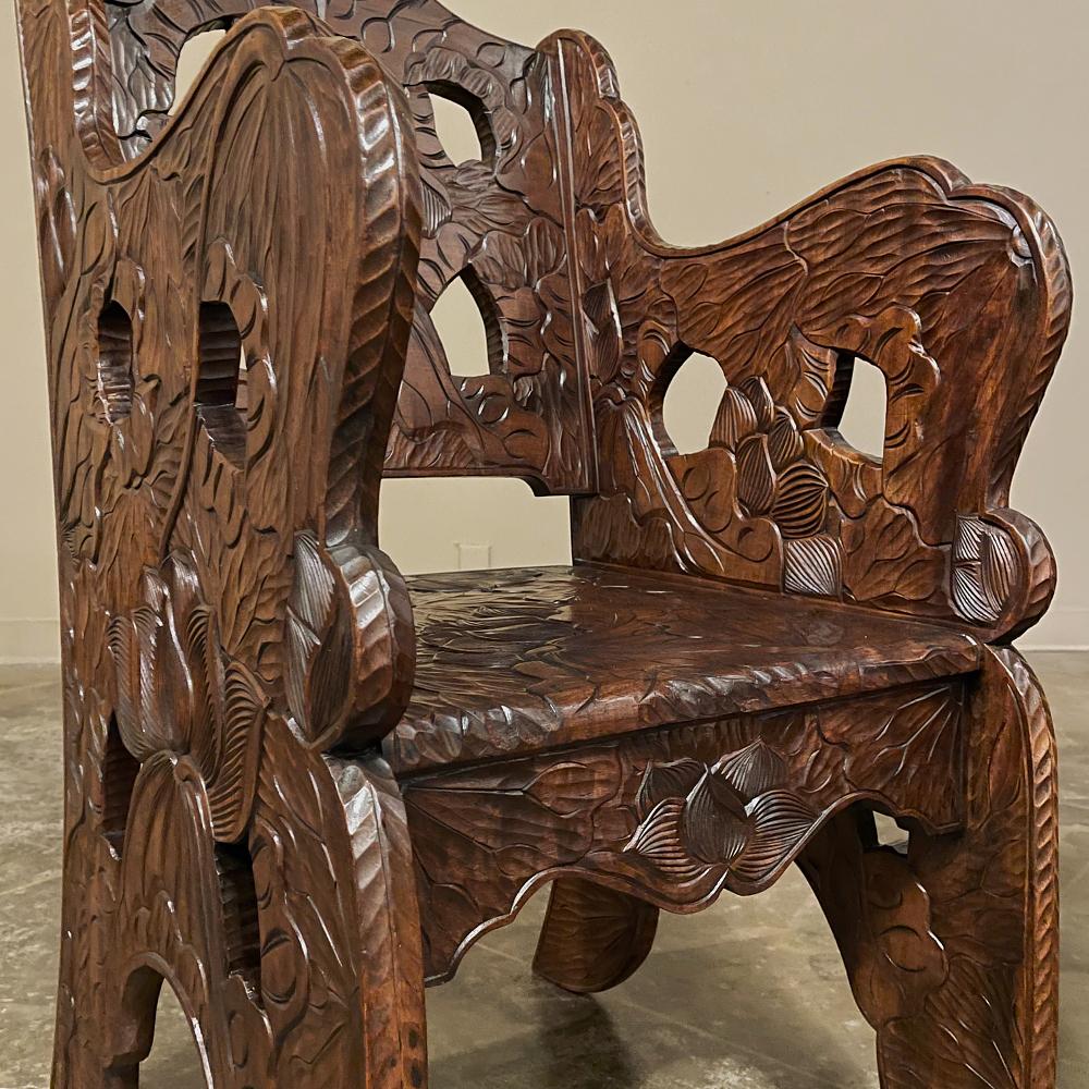 Ensemble de 4 fauteuils anciens en sycomore de style Forêt-Noire ~ Chaises de table de jeu en vente 6