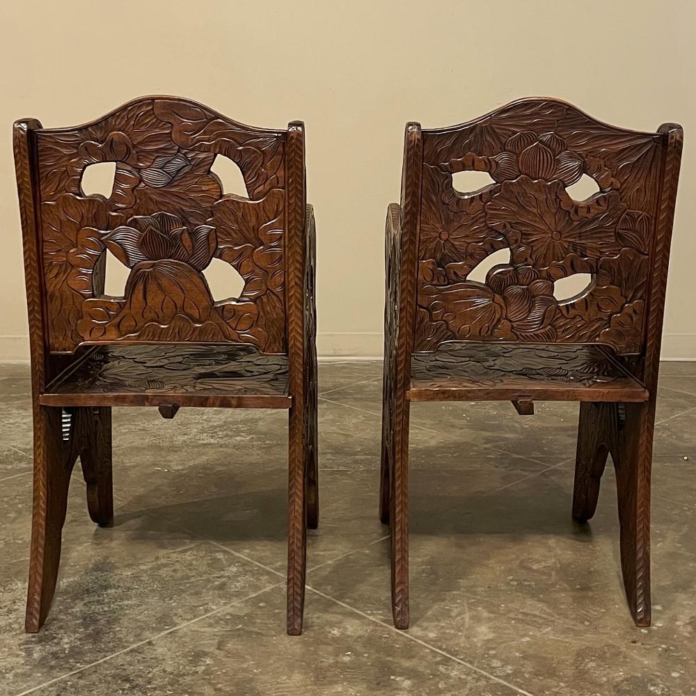 Set of 4 Antique Black Forest Style Sycamore Armchairs ~ Game Table Chairs For Sale 8