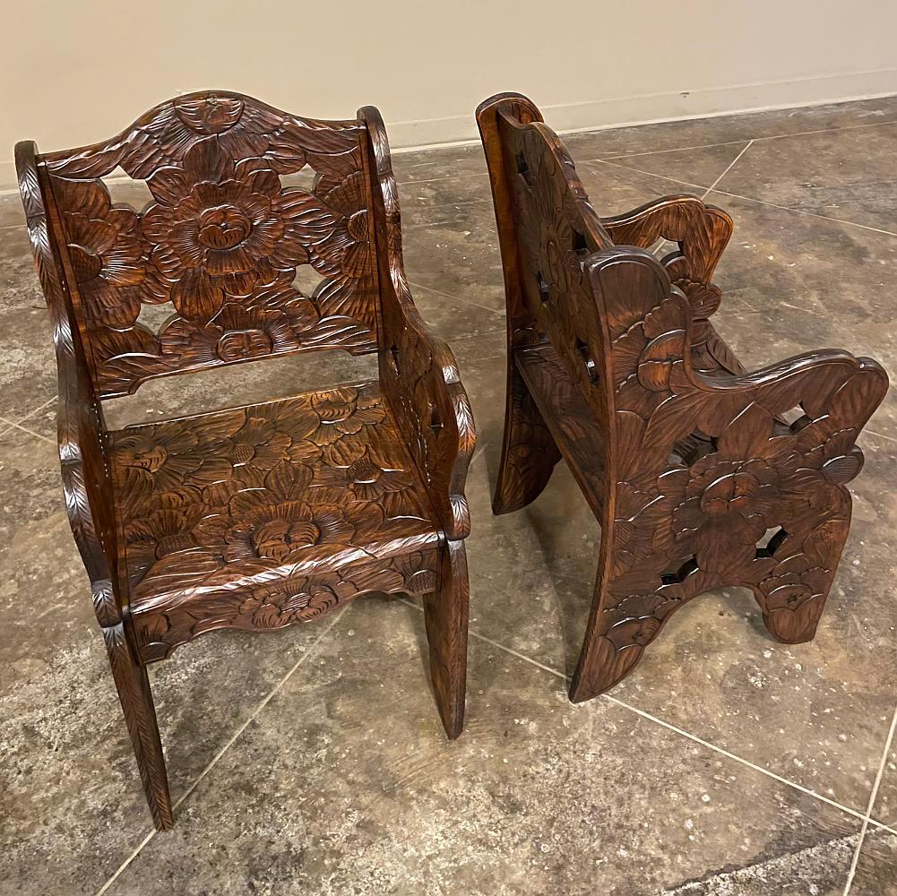 Set of 4 Antique Black Forest Style Sycamore Armchairs ~ Game Table Chairs For Sale 10