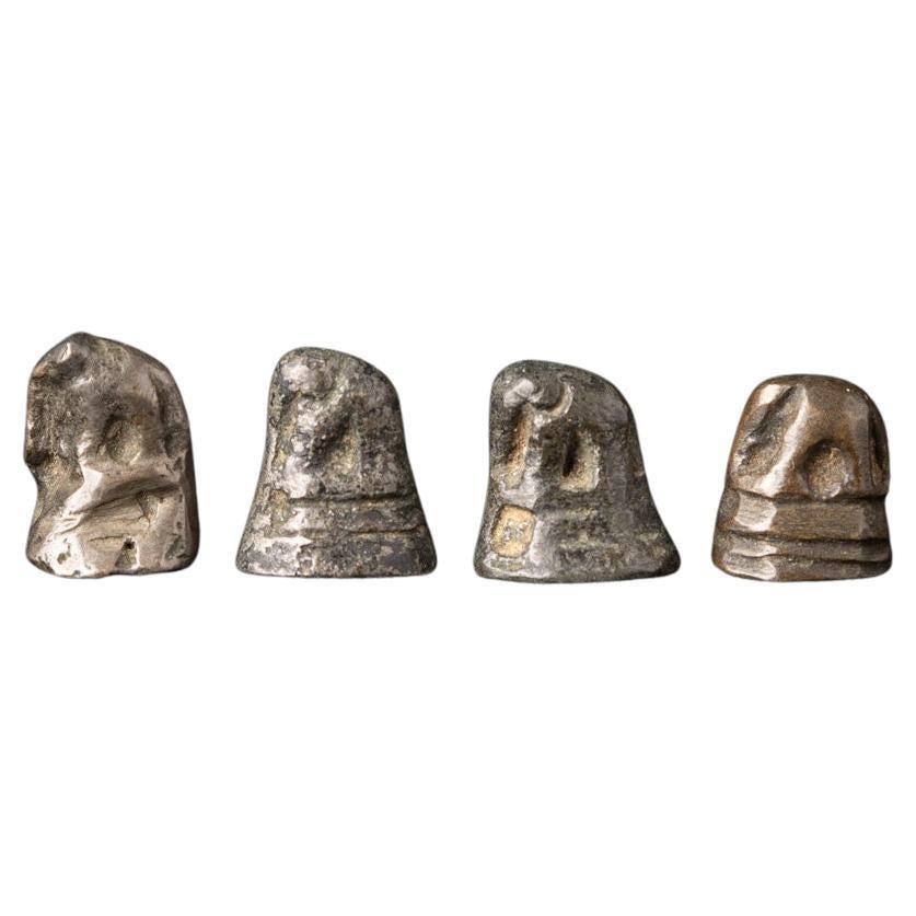 Set von 4 antiken Opiumgewichten aus Bronze aus Burma im Angebot