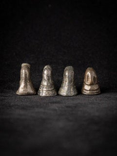 Set von 4 antiken Opiumgewichten aus Bronze aus Birma  Original-Buddhas