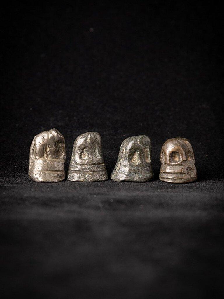 Set von 4 antiken Opiumgewichten aus Bronze aus Birma  Original-Buddhas (Birmanisch) im Angebot