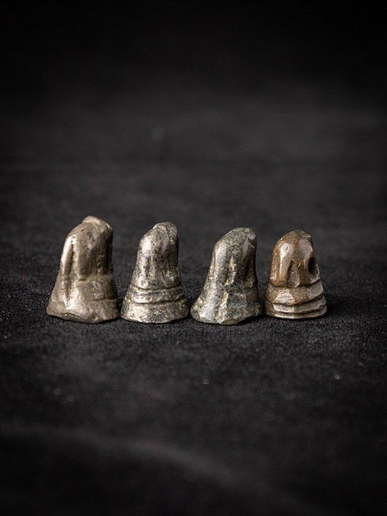 Set von 4 antiken Opiumgewichten aus Bronze aus Birma  Original-Buddhas im Angebot 4
