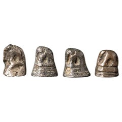 Set von 4 antiken Opiumgewichten aus Bronze aus Birma  Original-Buddhas