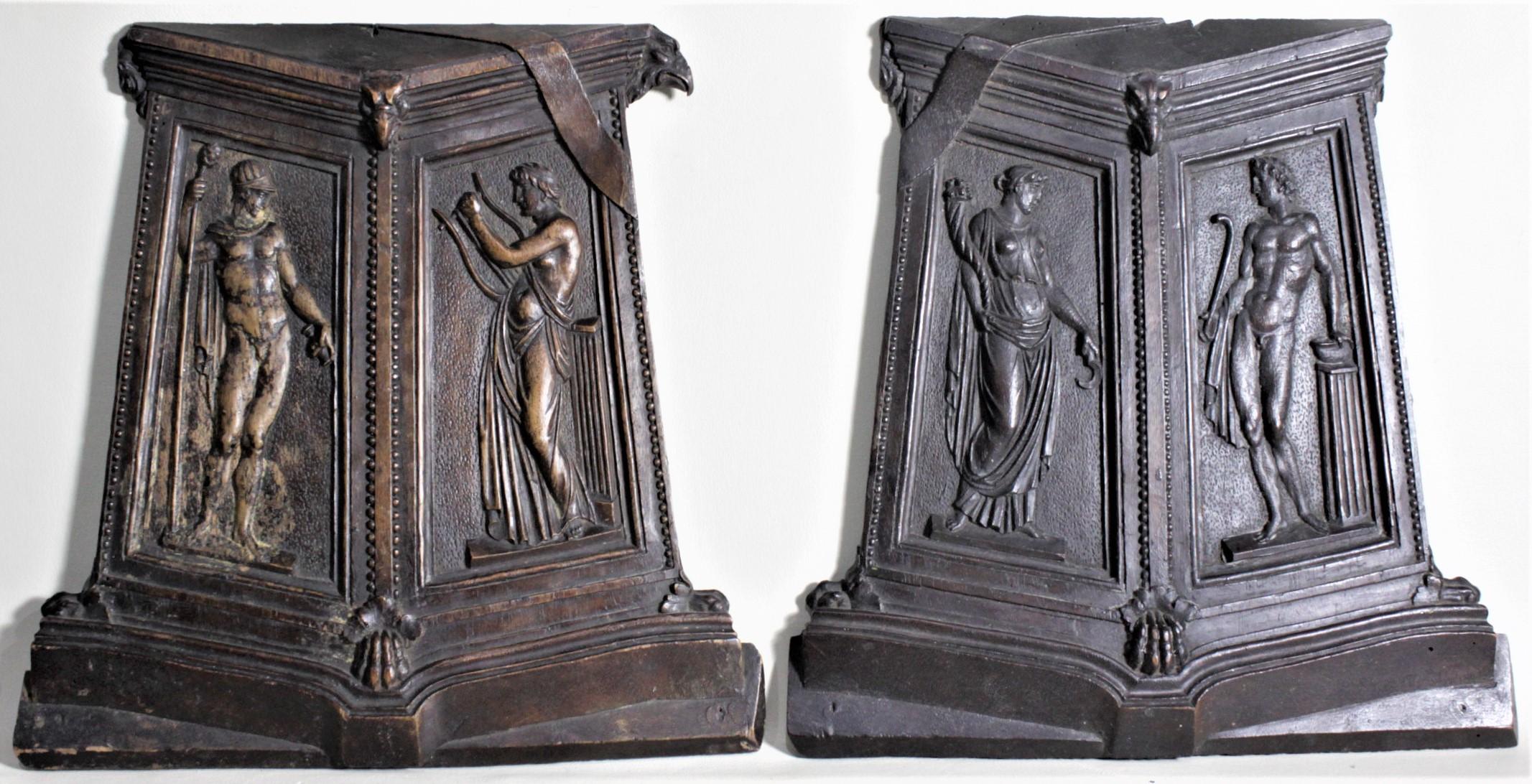 Set of 4 Antique Carved Wooden Panels or Wall Plaques with Neoclassical Figures 2