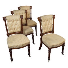 Set of 4 Antique Chairs, Scottish, Walnut, Suite, Dining, Victorian, circa 1890