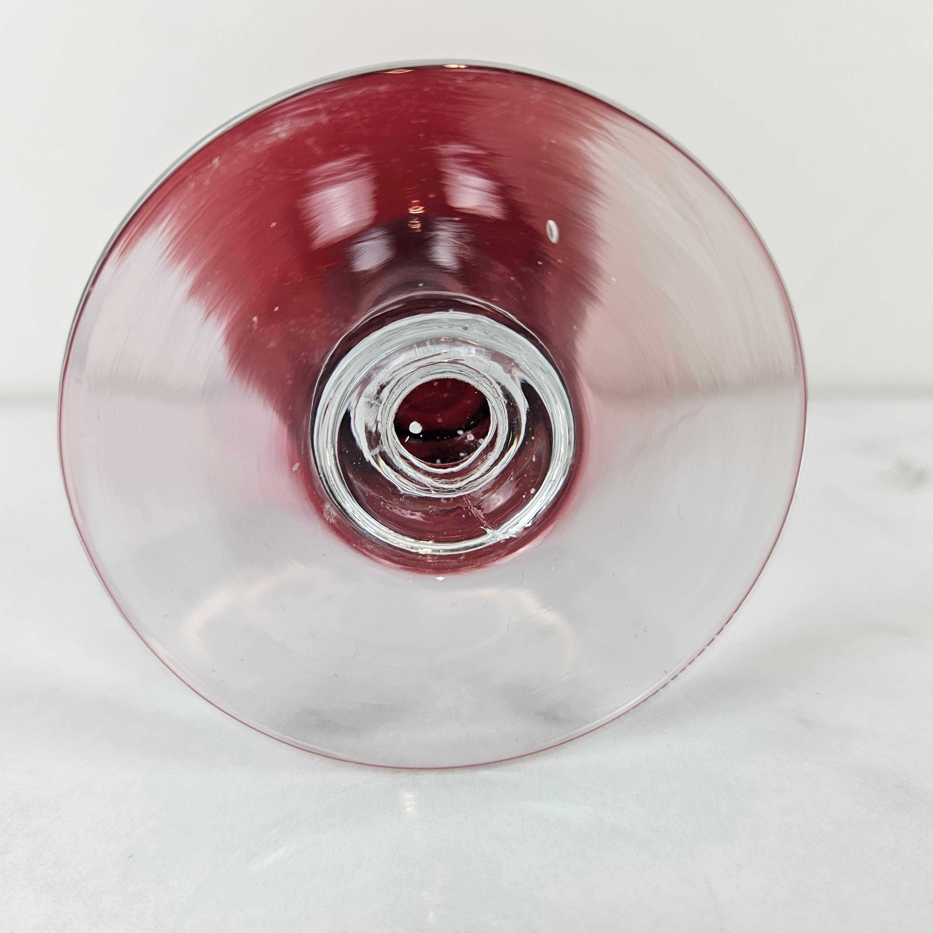 Set of 4 Antique Cranberry Glass Goblets, United Kingdom, circa 1890 For Sale 2