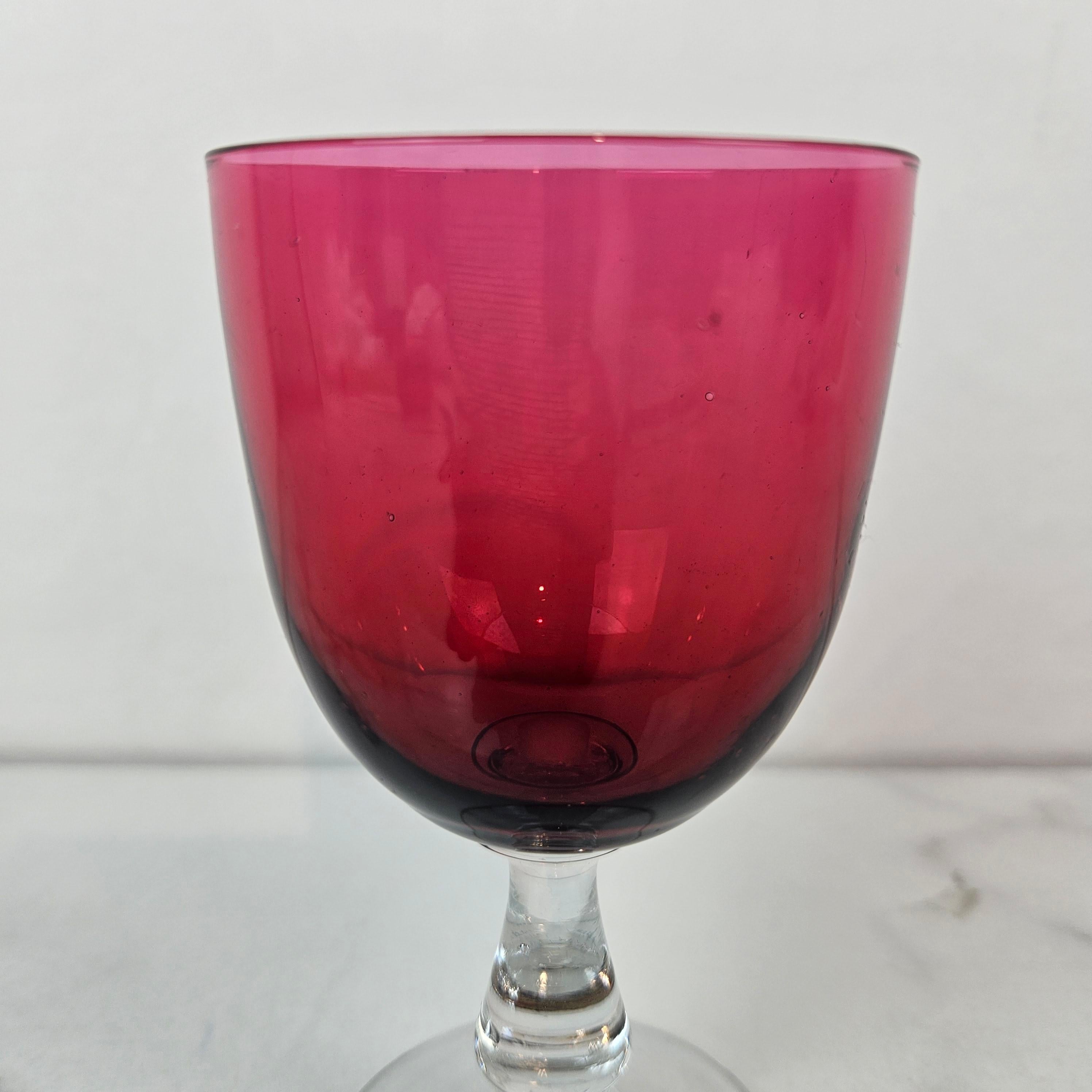 Late 19th Century Set of 4 Antique Cranberry Glass Goblets, United Kingdom, circa 1890 For Sale