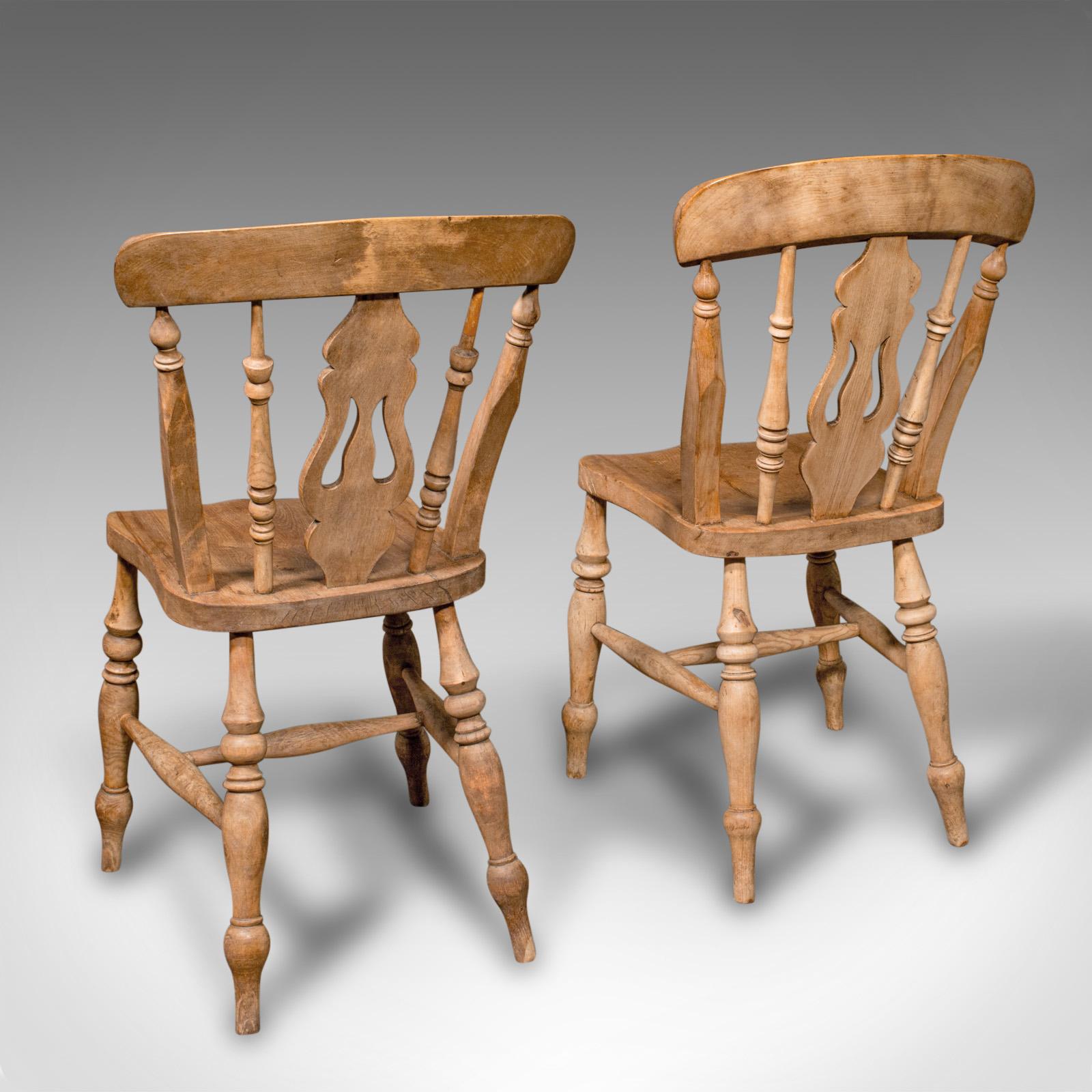 Set Of 4 Antique Dining Chairs, English Elm, Beech, Kitchen, Reception Hall Seat In Good Condition For Sale In Hele, Devon, GB
