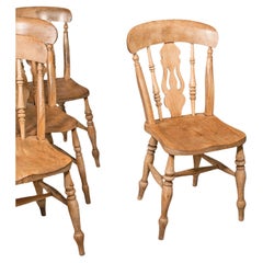 Set Of 4 Used Dining Chairs, English Elm, Beech, Kitchen, Reception Hall Seat