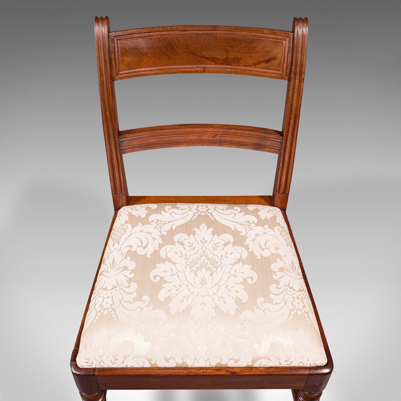 Set of 4, Antique Dining Chairs, English, Mahogany, Pair of Carvers, Regency 6