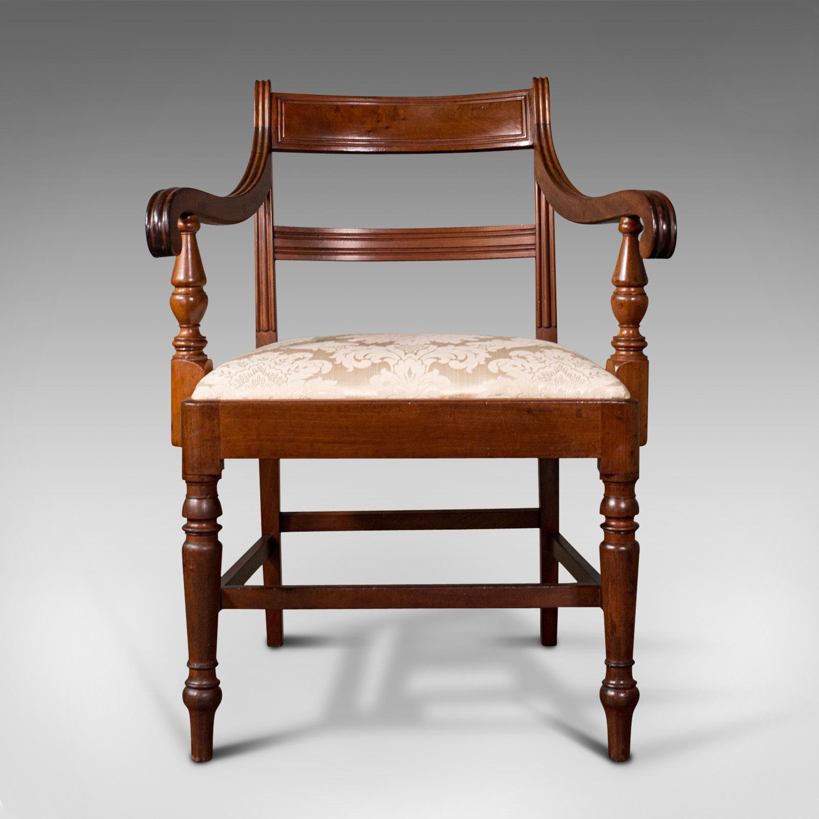 Set of 4, Antique Dining Chairs, English, Mahogany, Pair of Carvers, Regency In Good Condition In Hele, Devon, GB
