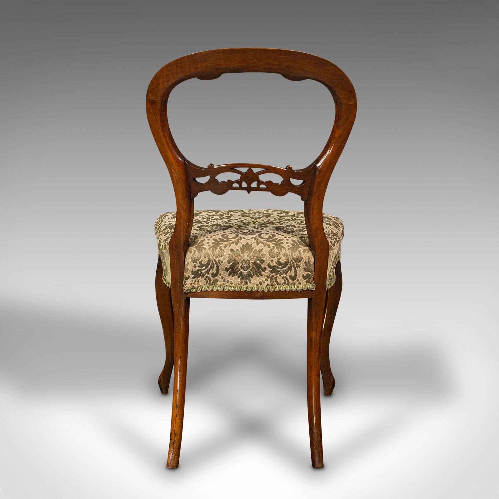 19th Century Set of 4 Antique Dining Chairs, English, Walnut, Balloon Back, Victorian, 1850