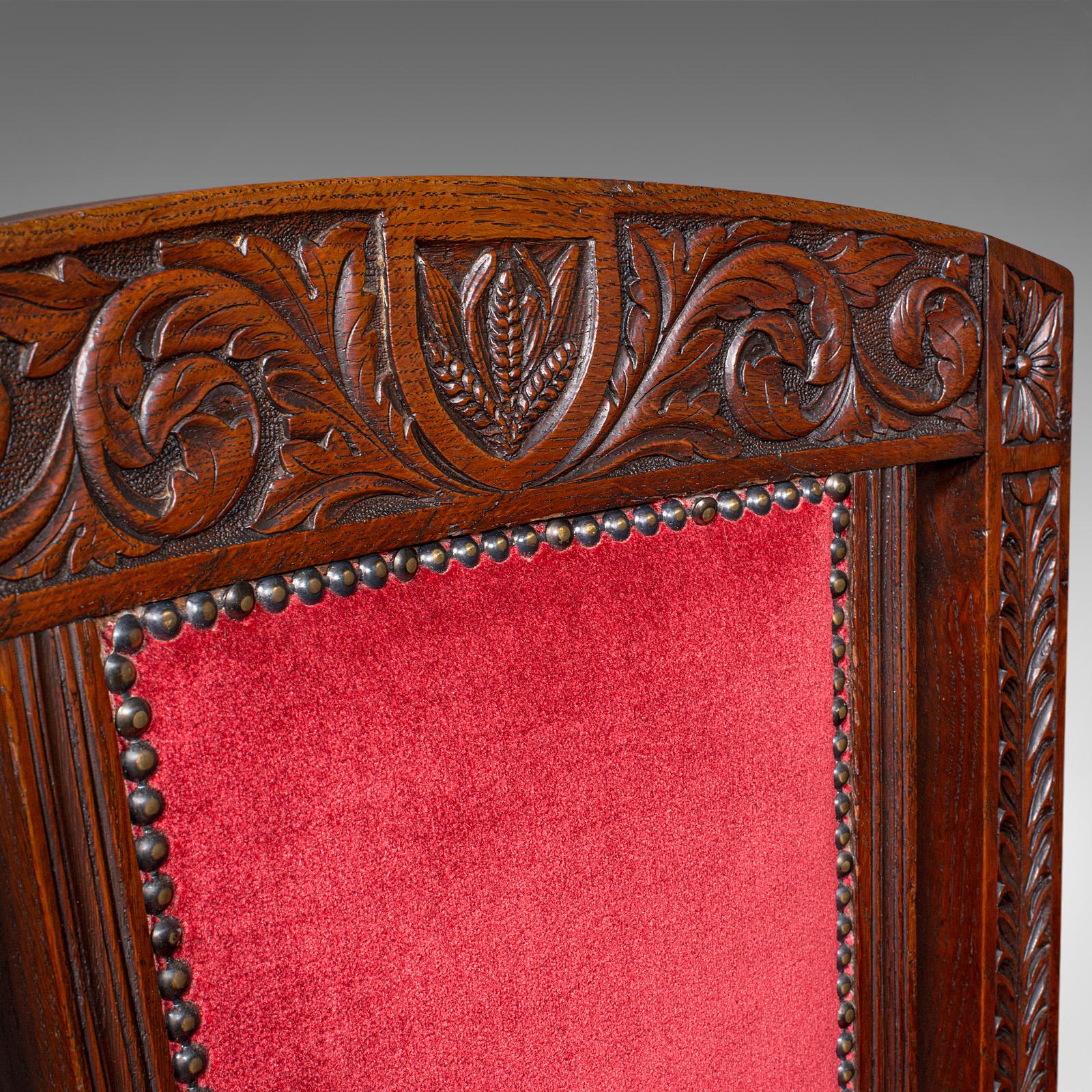 Set di 4 sedie da pranzo antiche, Scozia, Oak, Gothic Revival, Vittoriano, C.1880 in vendita 3