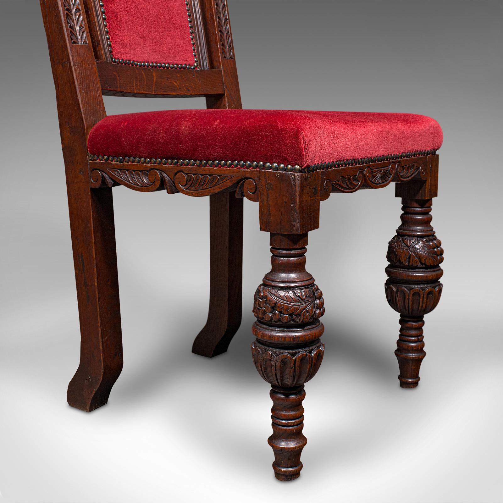 Set di 4 sedie da pranzo antiche, Scozia, Oak, Gothic Revival, Vittoriano, C.1880 in vendita 4