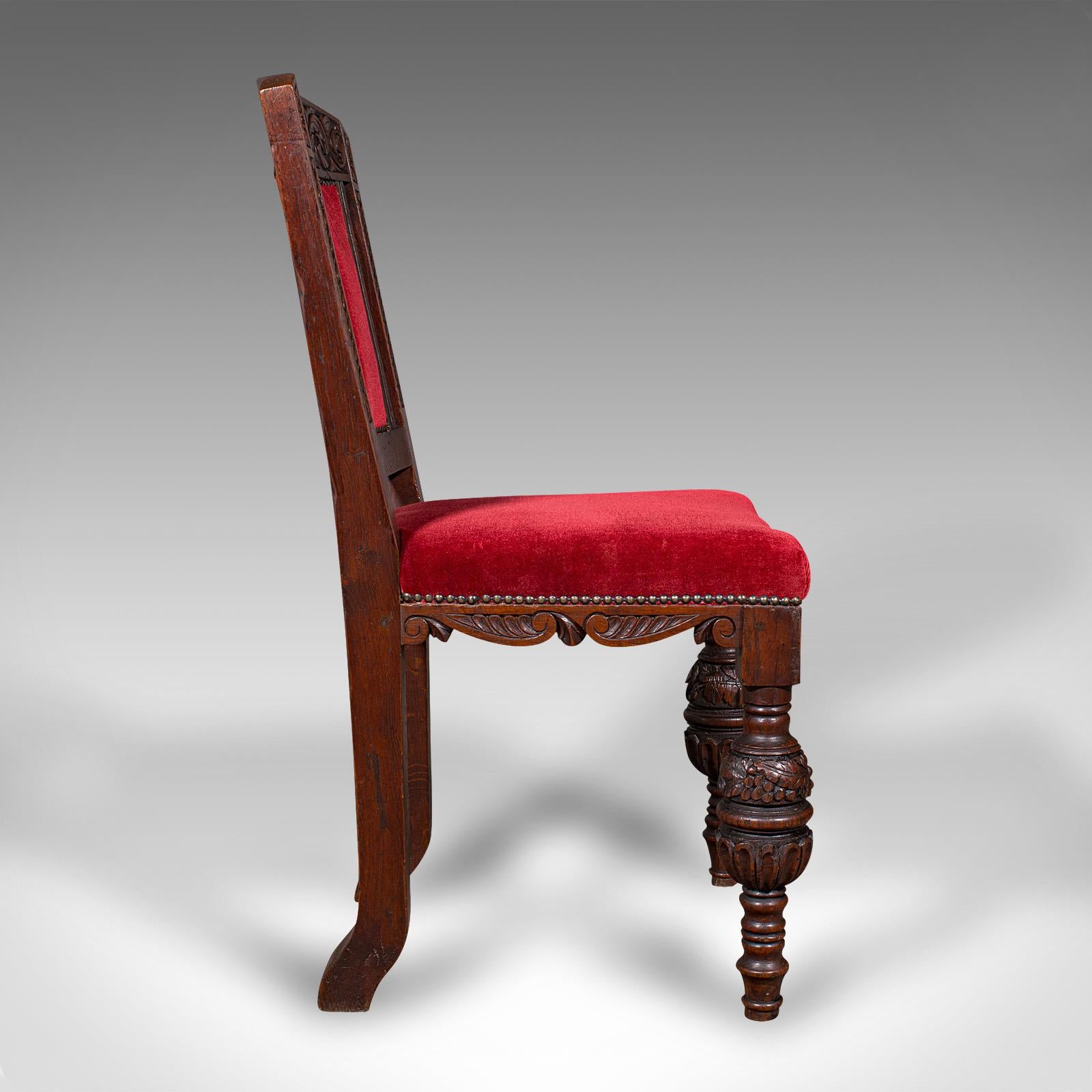 Tardo vittoriano Set di 4 sedie da pranzo antiche, Scozia, Oak, Gothic Revival, Vittoriano, C.1880 in vendita