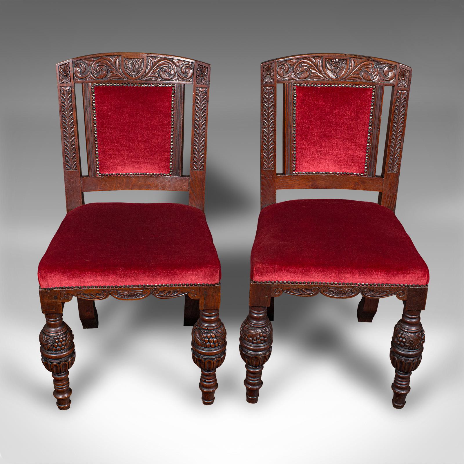 Set di 4 sedie da pranzo antiche, Scozia, Oak, Gothic Revival, Vittoriano, C.1880 in vendita 1
