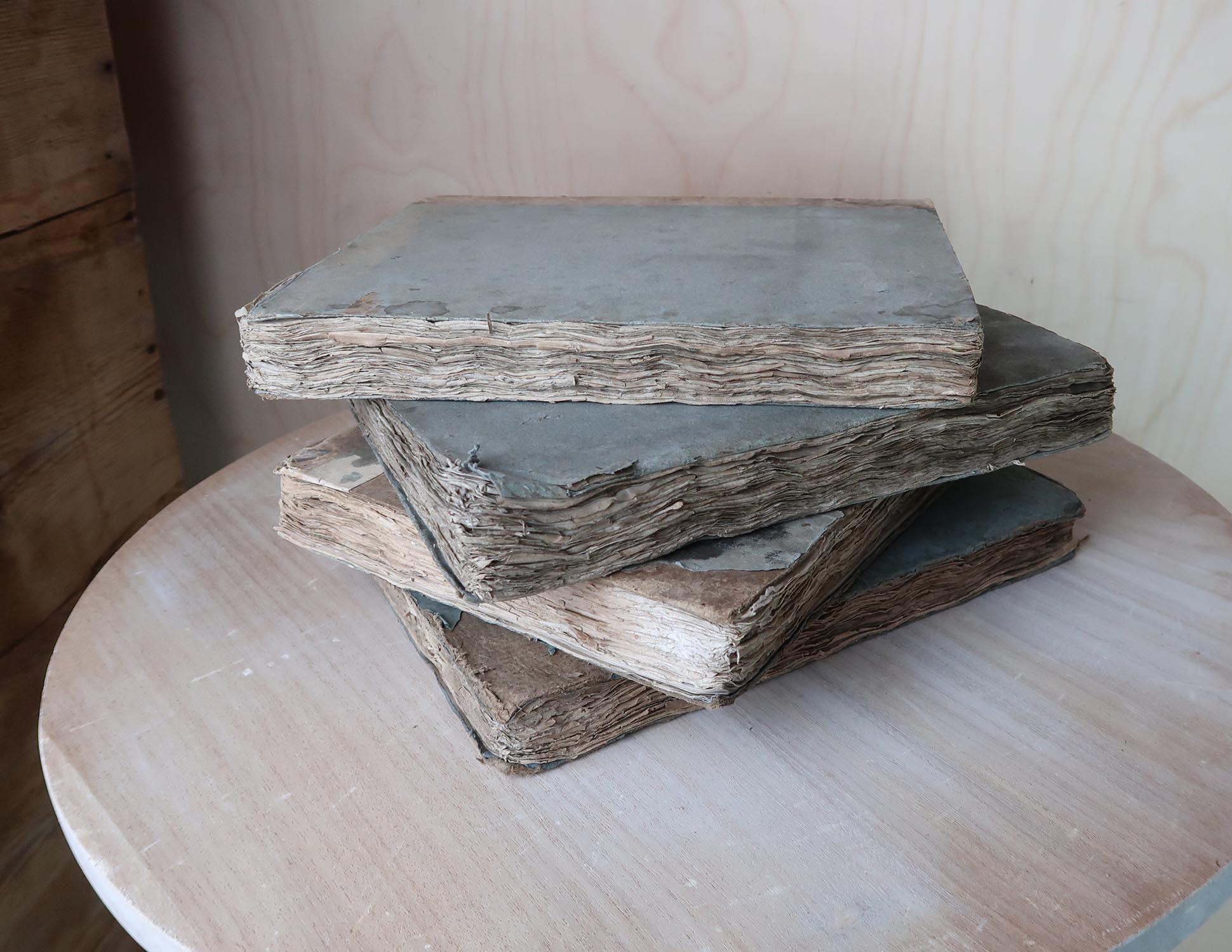 Other Set of 4 Antique Distressed Books for Decoration, C.1800 For Sale