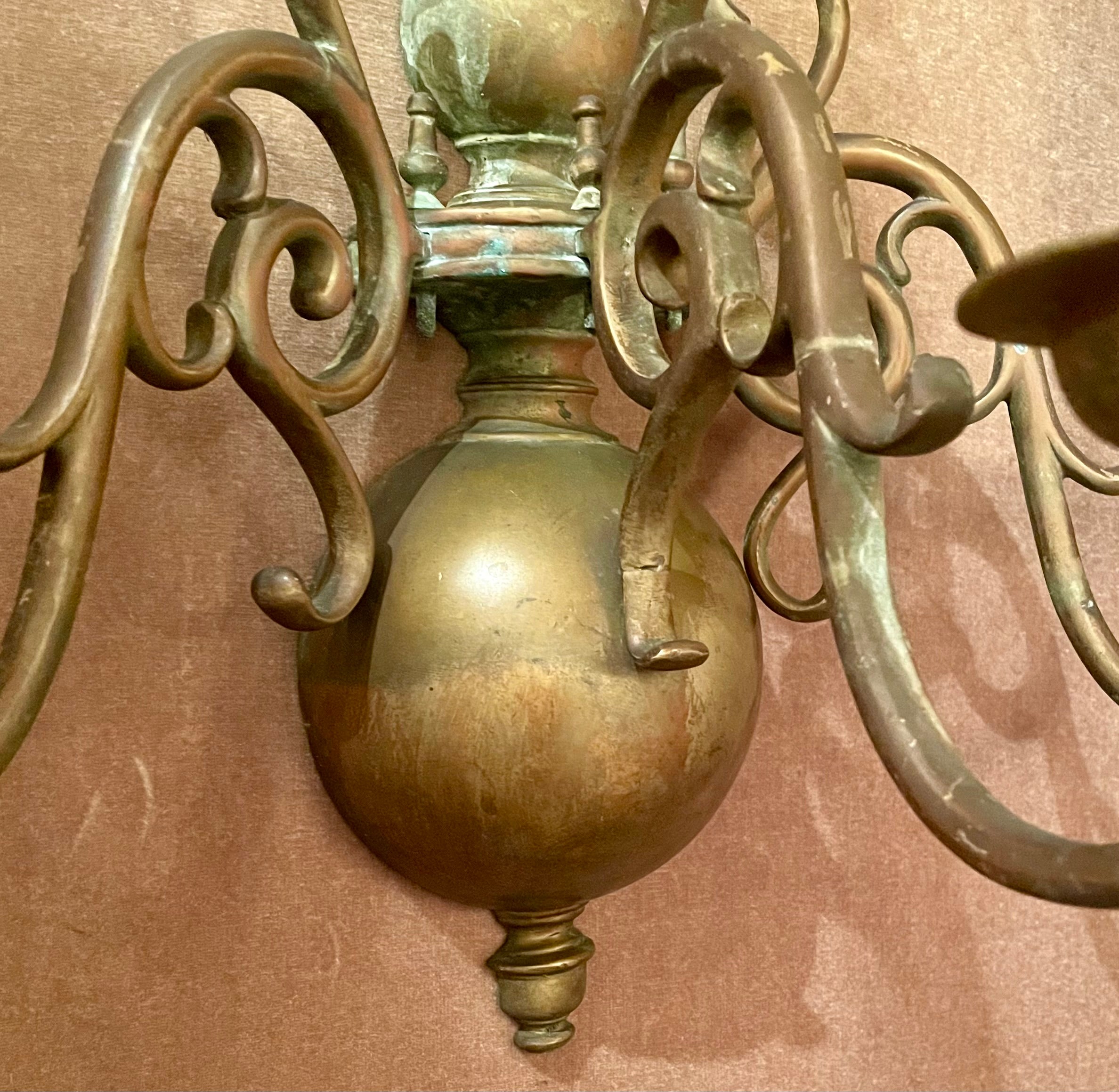 Olandese Set di 4 antiche lampade in ottone Queen Anne, circa 1870. in vendita