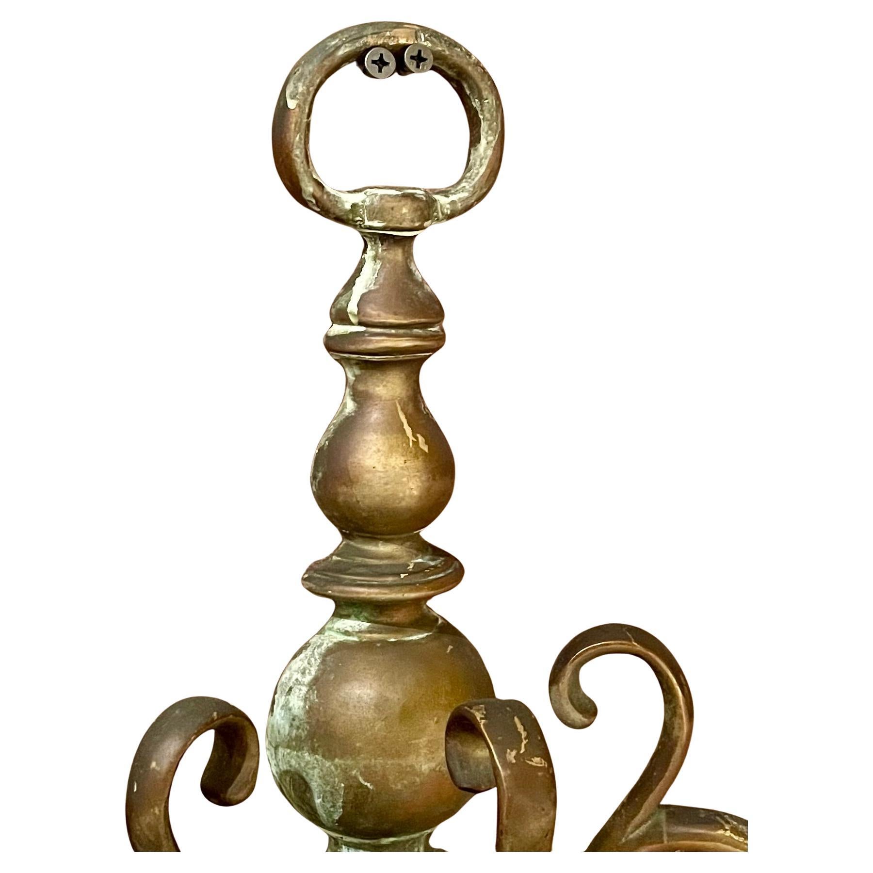 Ottone Set di 4 antiche lampade in ottone Queen Anne, circa 1870. in vendita