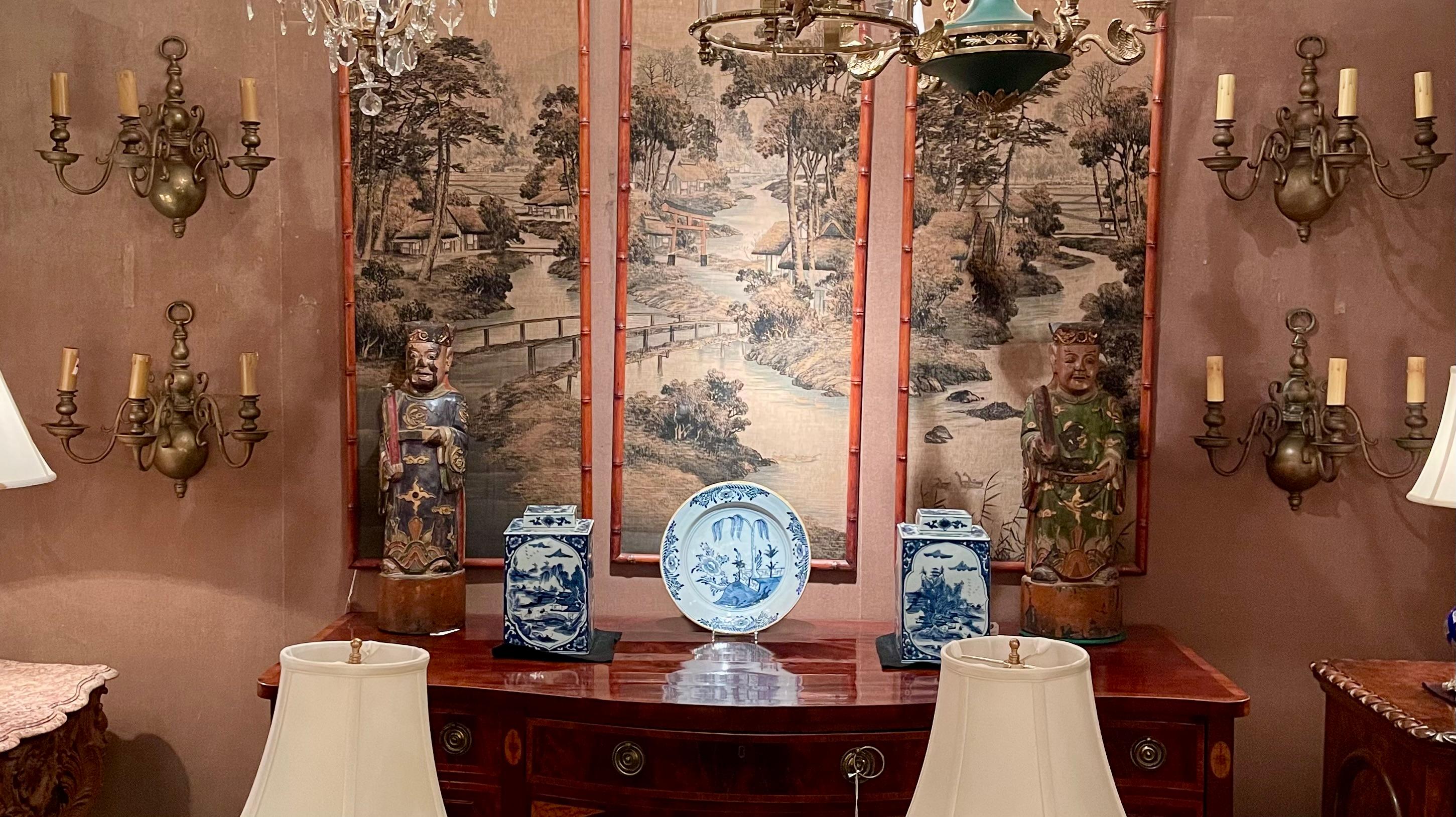 Set di 4 antiche lampade in ottone Queen Anne, circa 1870. in vendita 2