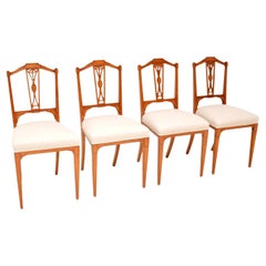Set of 4 Antique Edwardian Inlaid Satin Wood Dining Chairs