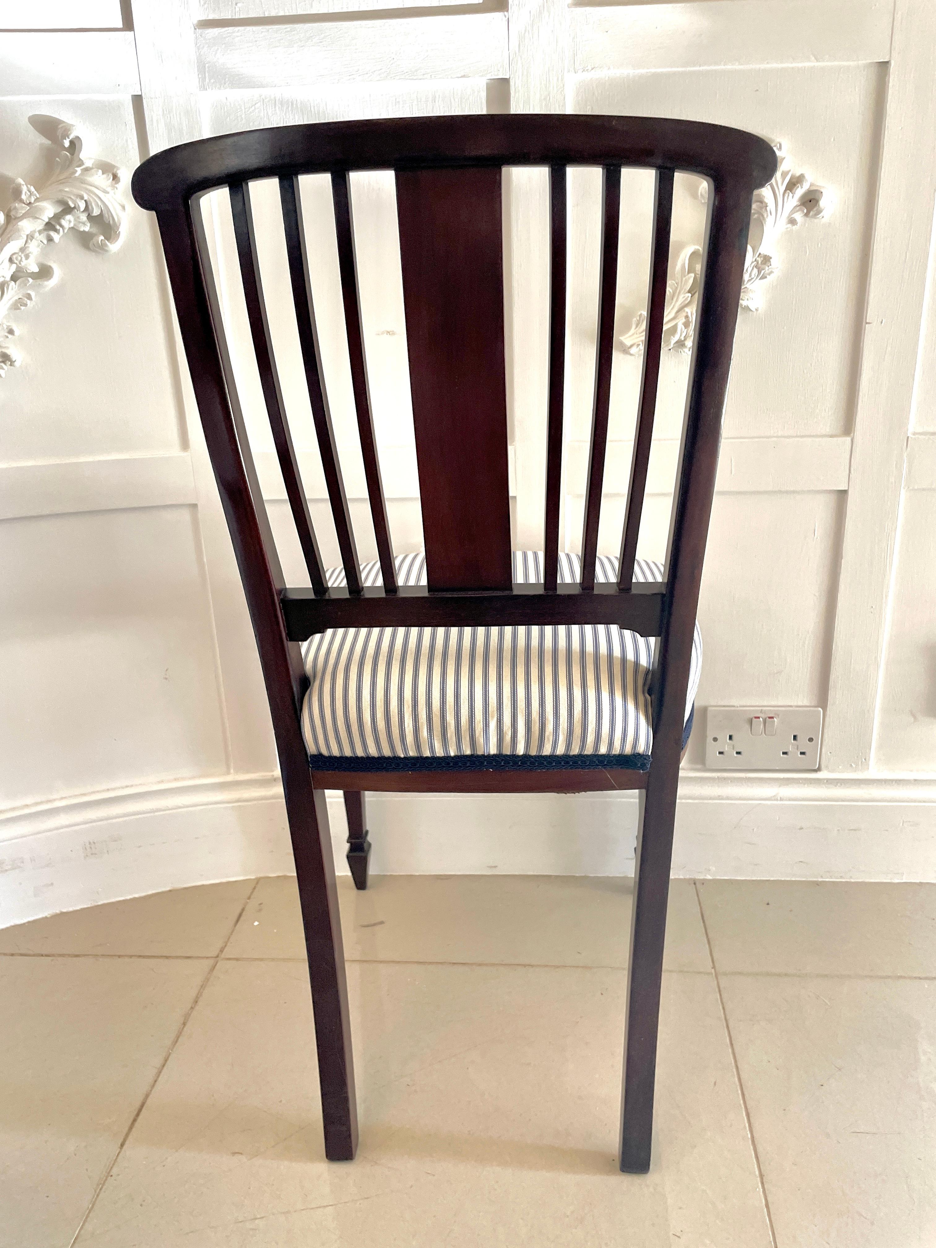 Set of 4 Antique Edwardian Quality Mahogany Inlaid Dining Chairs In Good Condition For Sale In Suffolk, GB