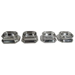 Set of 4 Antique English Early Georgian Sterling Silver Open Salts