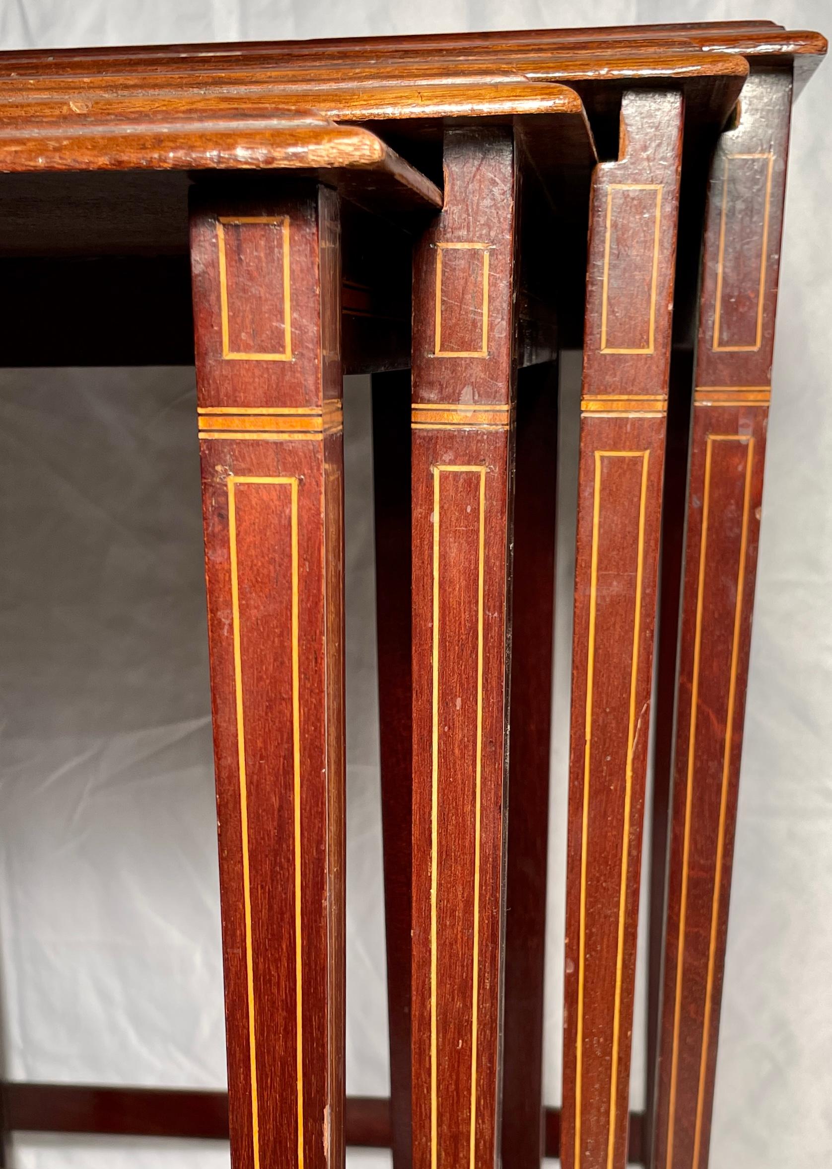 Set of 4 Antique English Mahogany Serving Tables, Circa 1890-1900 For Sale 1