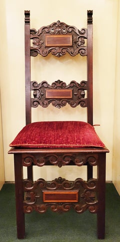 Set of 4 Antique English Oak Renaissance Dining Chairs