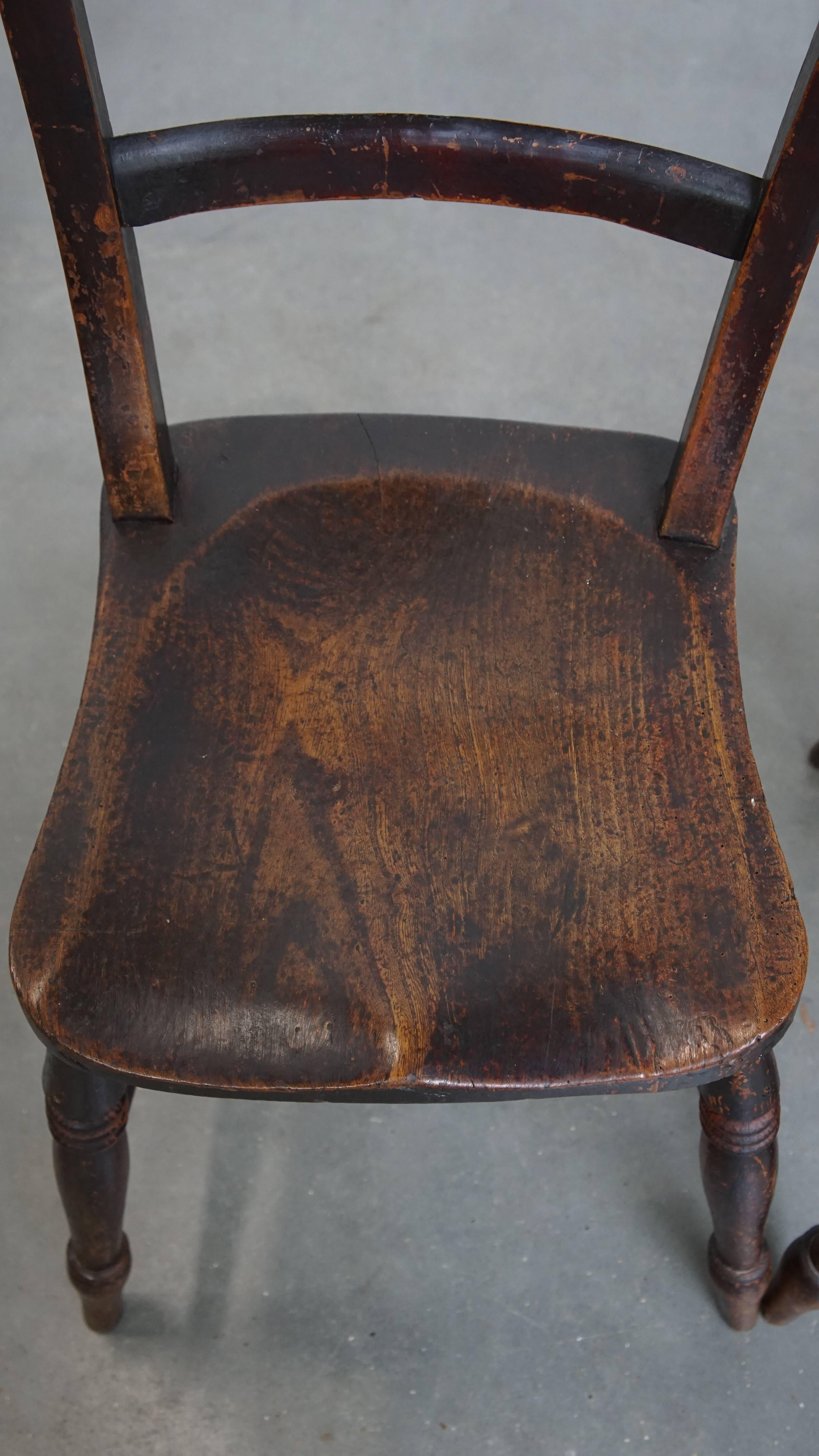 XIXe siècle Ensemble de 4 chaises de cuisine et de salle à manger Oxford anglaises anciennes en vente