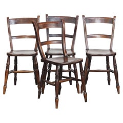 Ensemble de 4 chaises de cuisine et de salle à manger Oxford anglaises anciennes