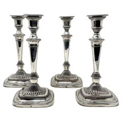Set of 4 Antique English Silver-Plated "Barker & Ellis" Candlesticks circa 1930s
