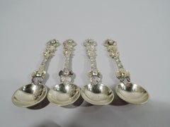 Set of 4 Antique English Victorian Silver Gilt Salt Spoons