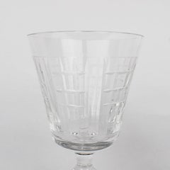 Set of 4 Antique Etched Crystal Stemmed Glasses