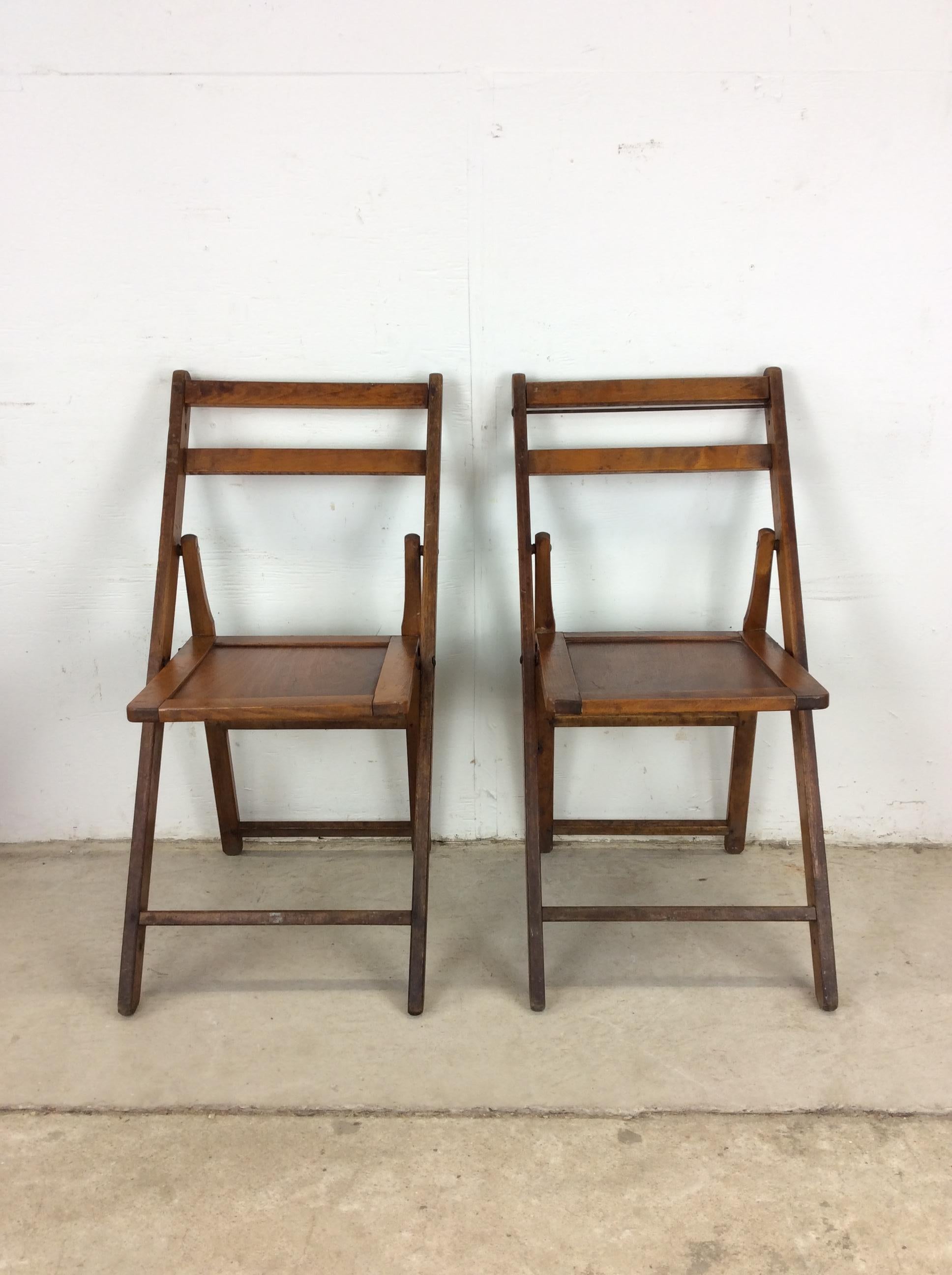 Ensemble de 4 chaises pliantes anciennes avec finition en chêne en vente 6
