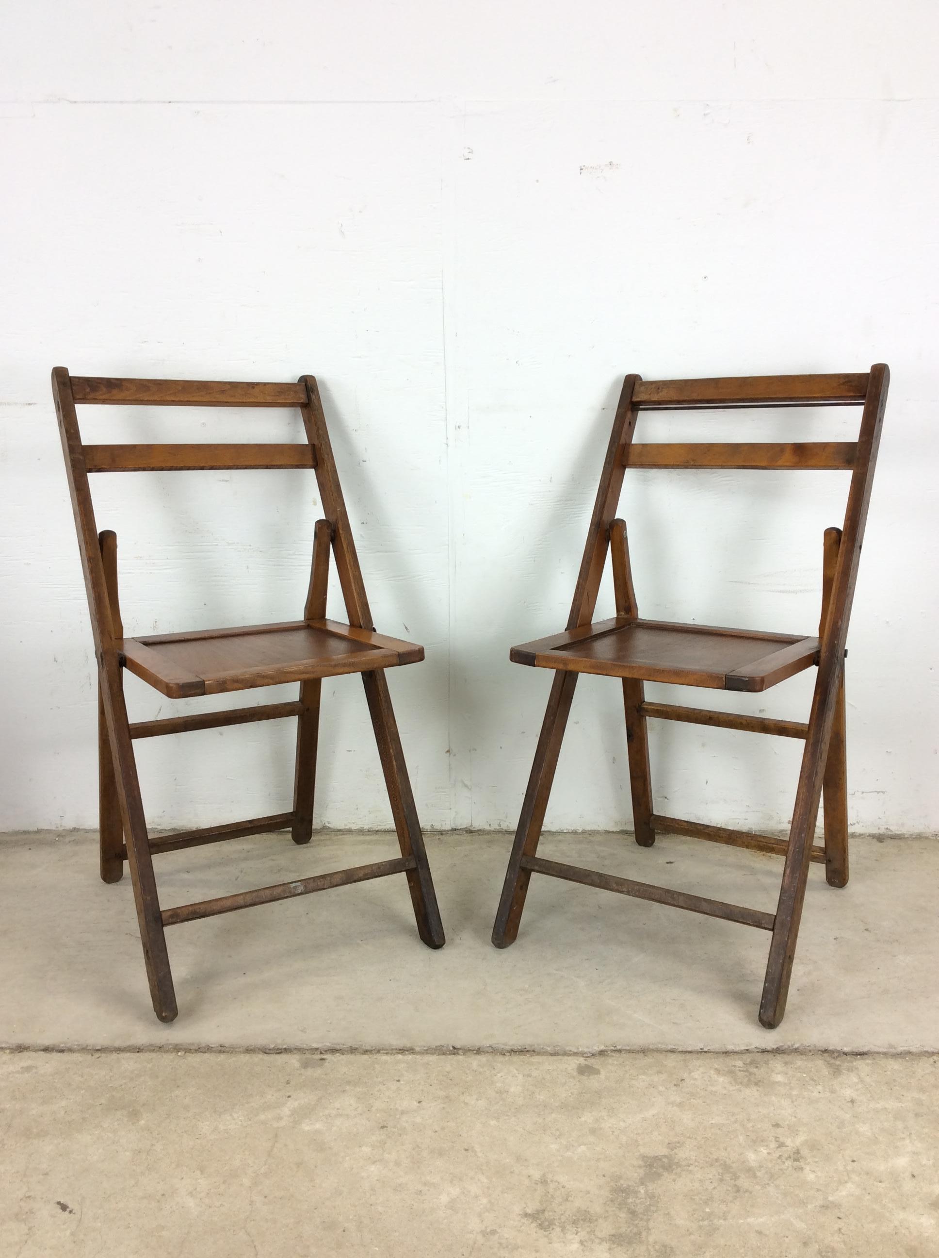 Ensemble de 4 chaises pliantes anciennes avec finition en chêne en vente 7