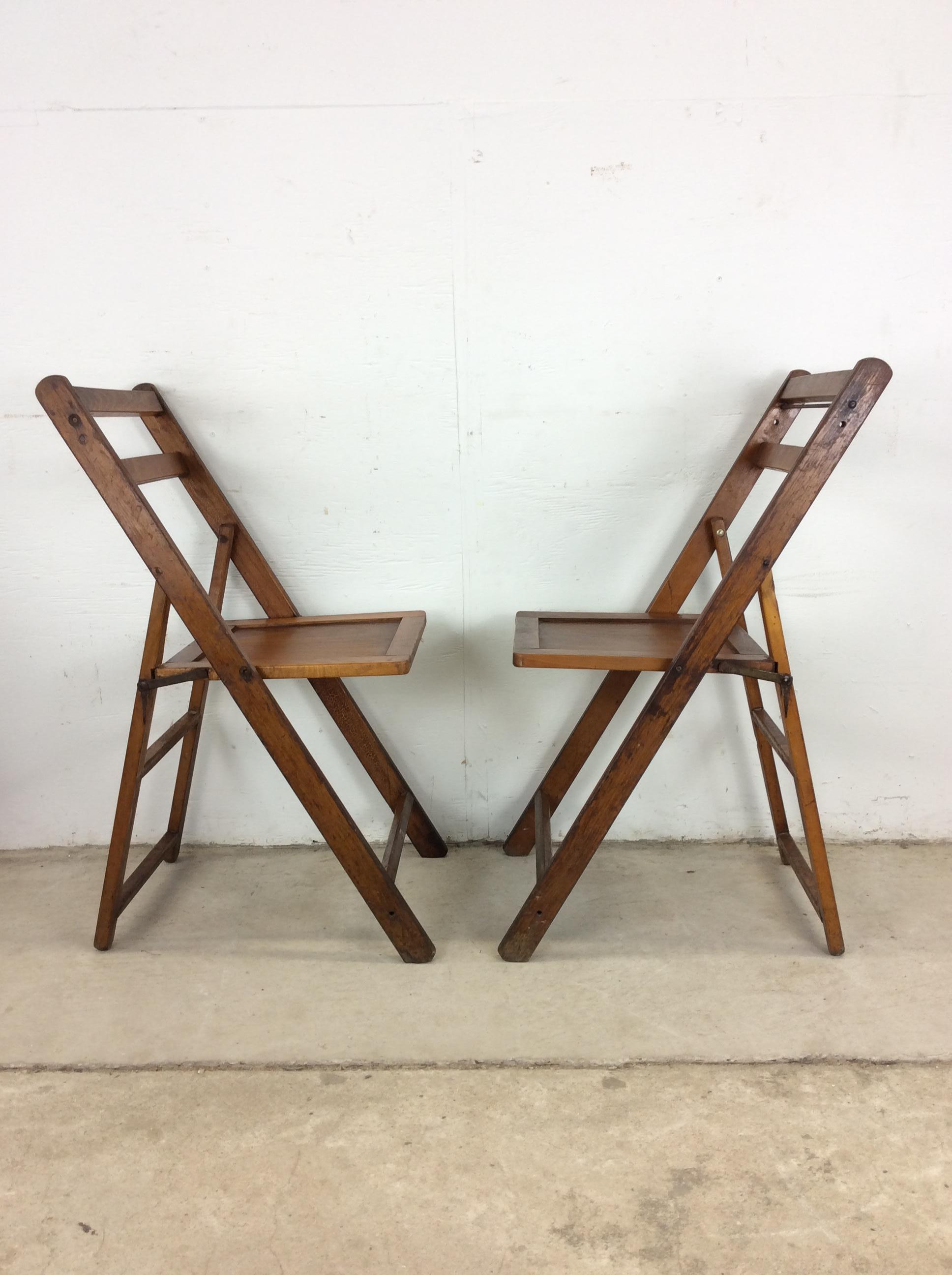 Ensemble de 4 chaises pliantes anciennes avec finition en chêne en vente 8