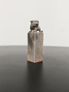 Set of 4 Antique Foo Dogs, hand carved in soapstone, China 19th Century