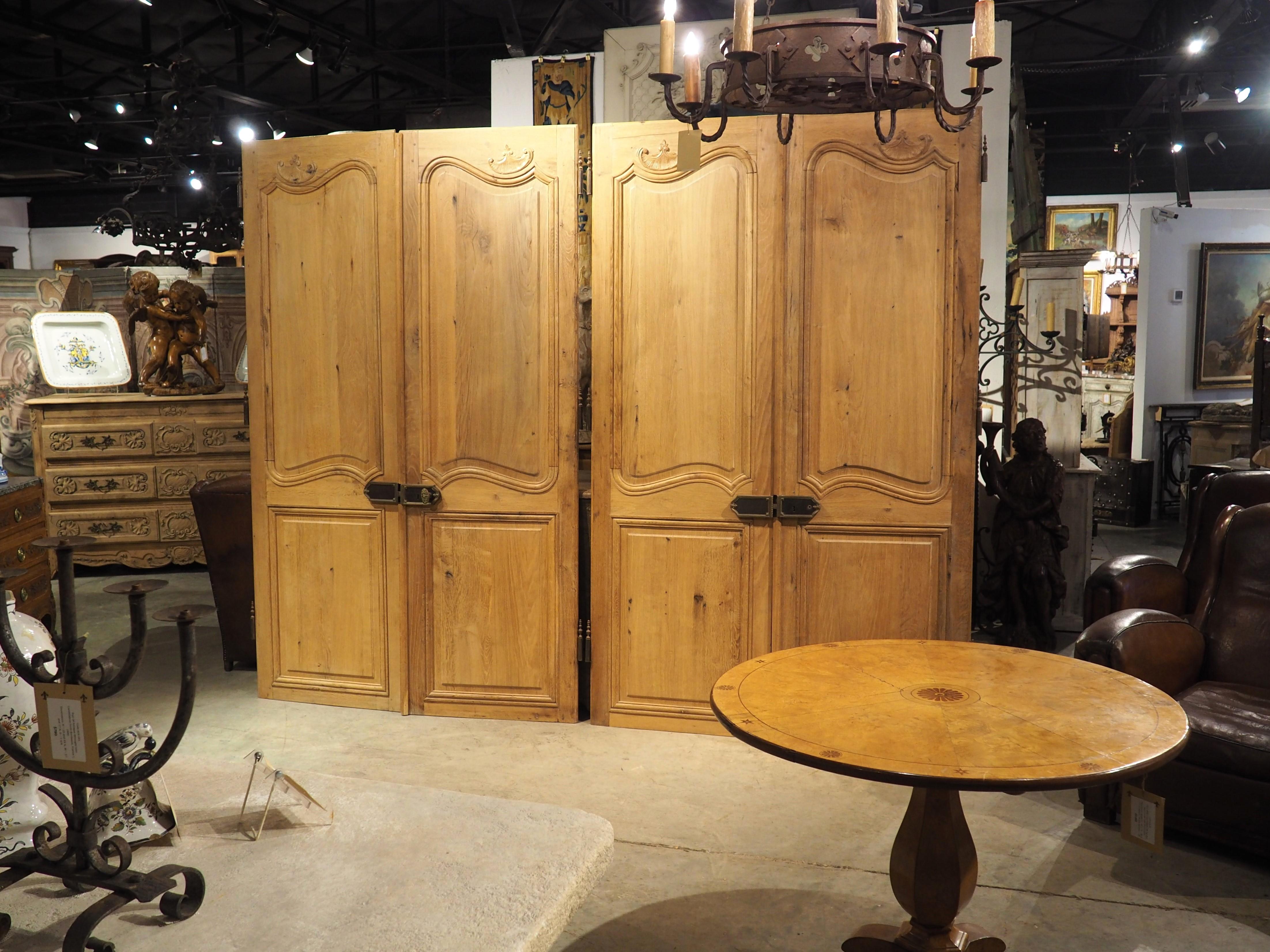 Set of 4 Antique French Carved Oak Double Sided Interior Doors, 19th Century For Sale 7