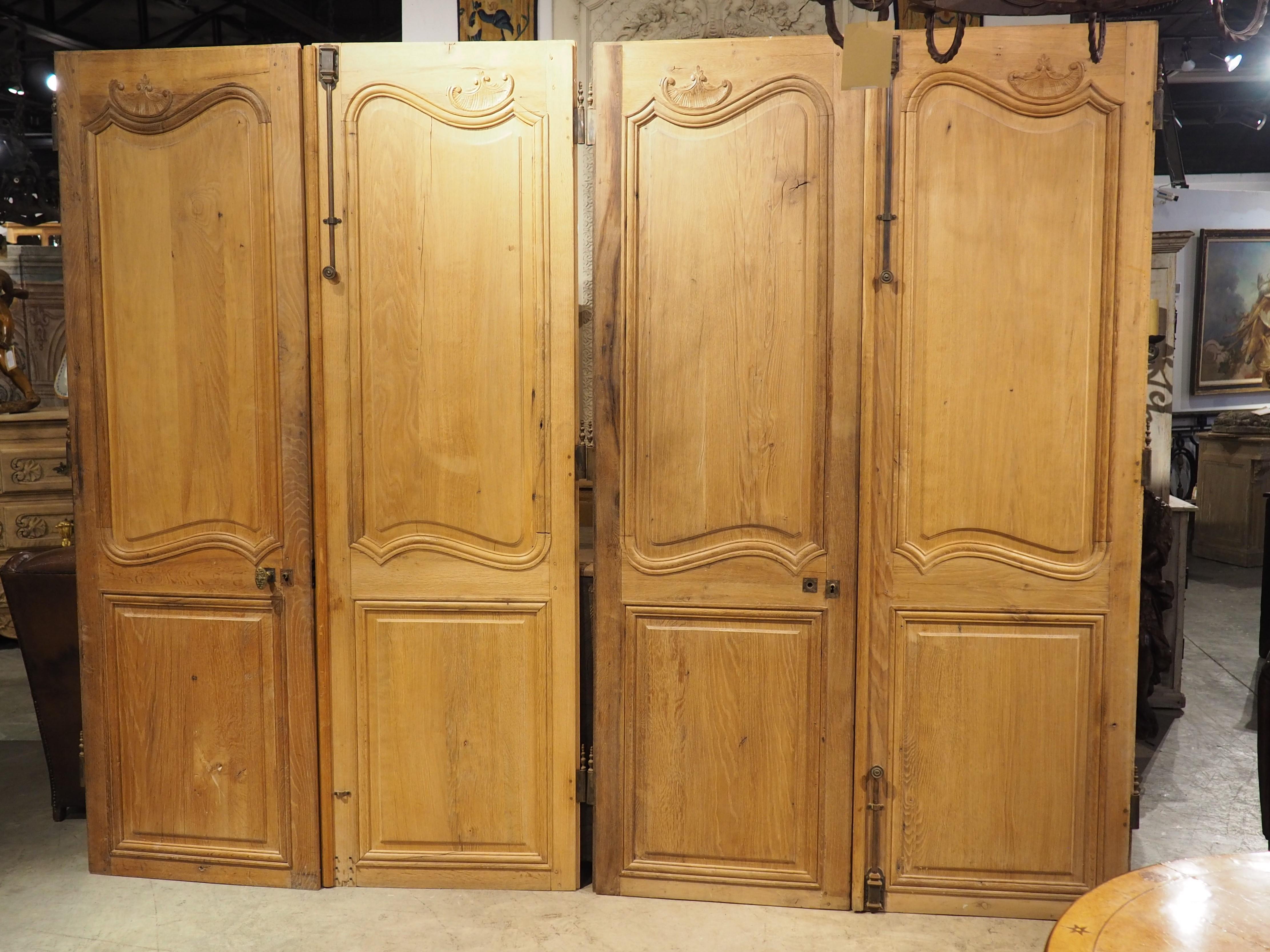 Set of 4 Antique French Carved Oak Double Sided Interior Doors, 19th Century For Sale 14