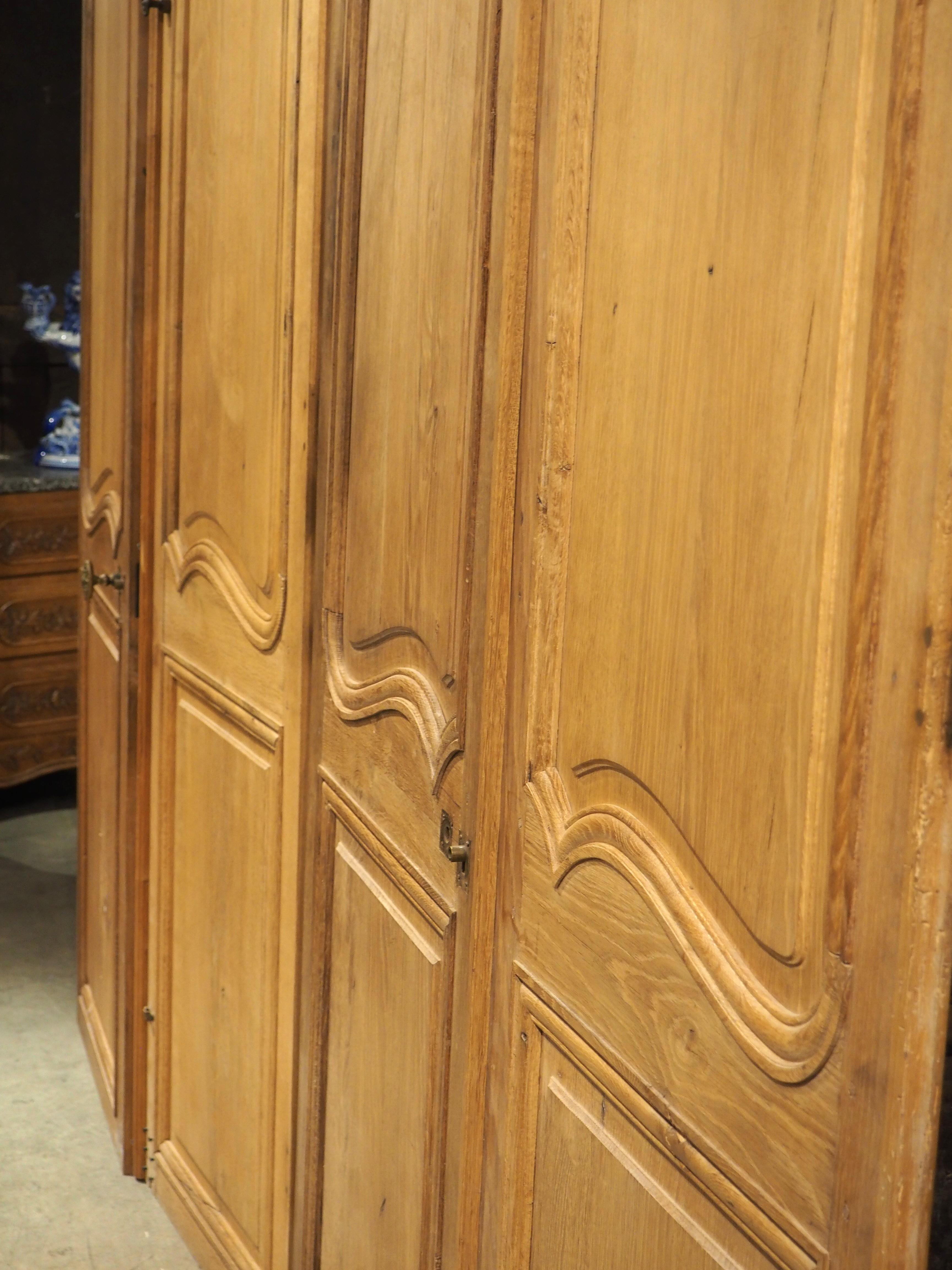 Louis XV Set of 4 Antique French Carved Oak Double Sided Interior Doors, 19th Century For Sale
