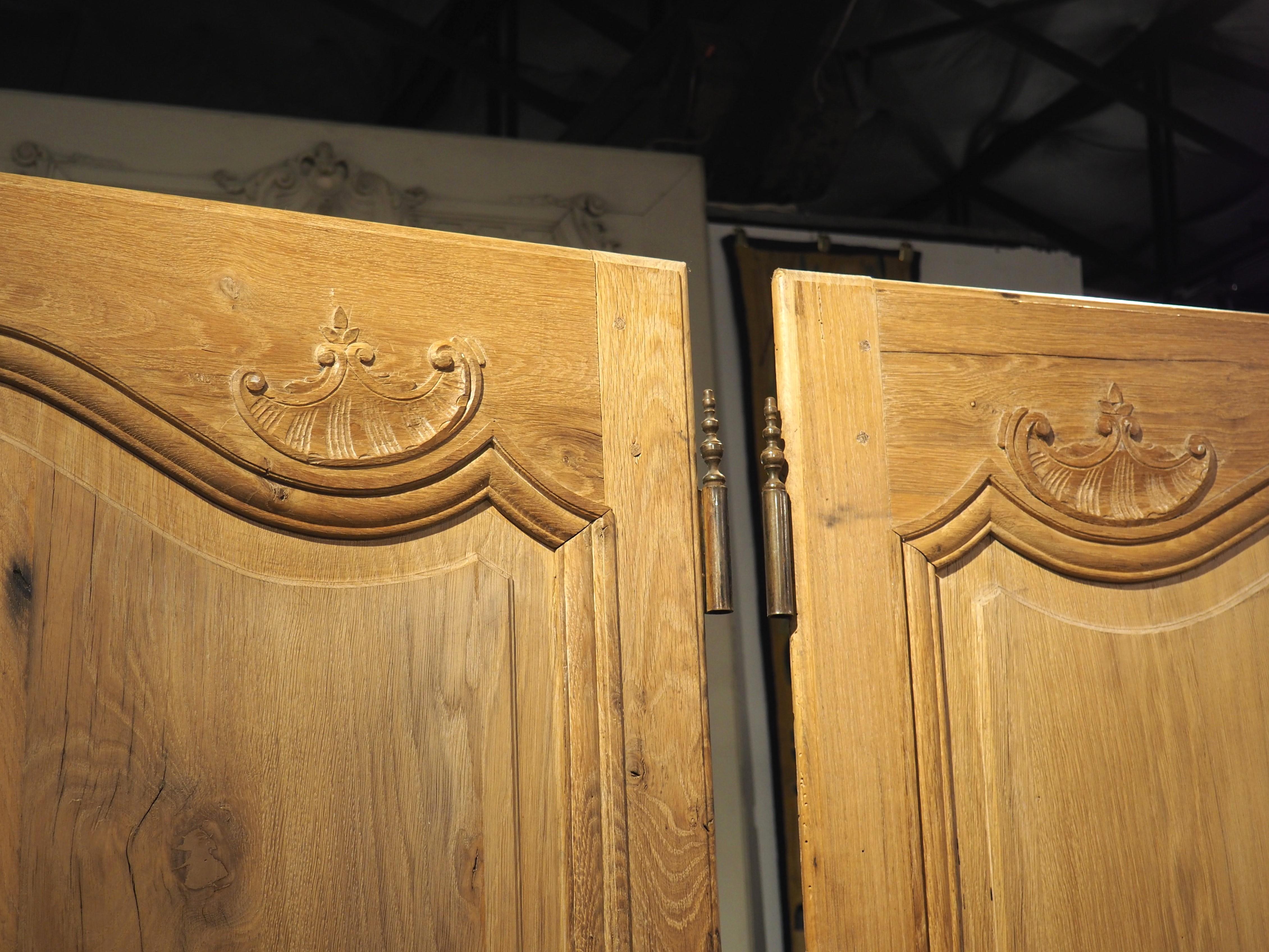 Metal Set of 4 Antique French Carved Oak Double Sided Interior Doors, 19th Century For Sale