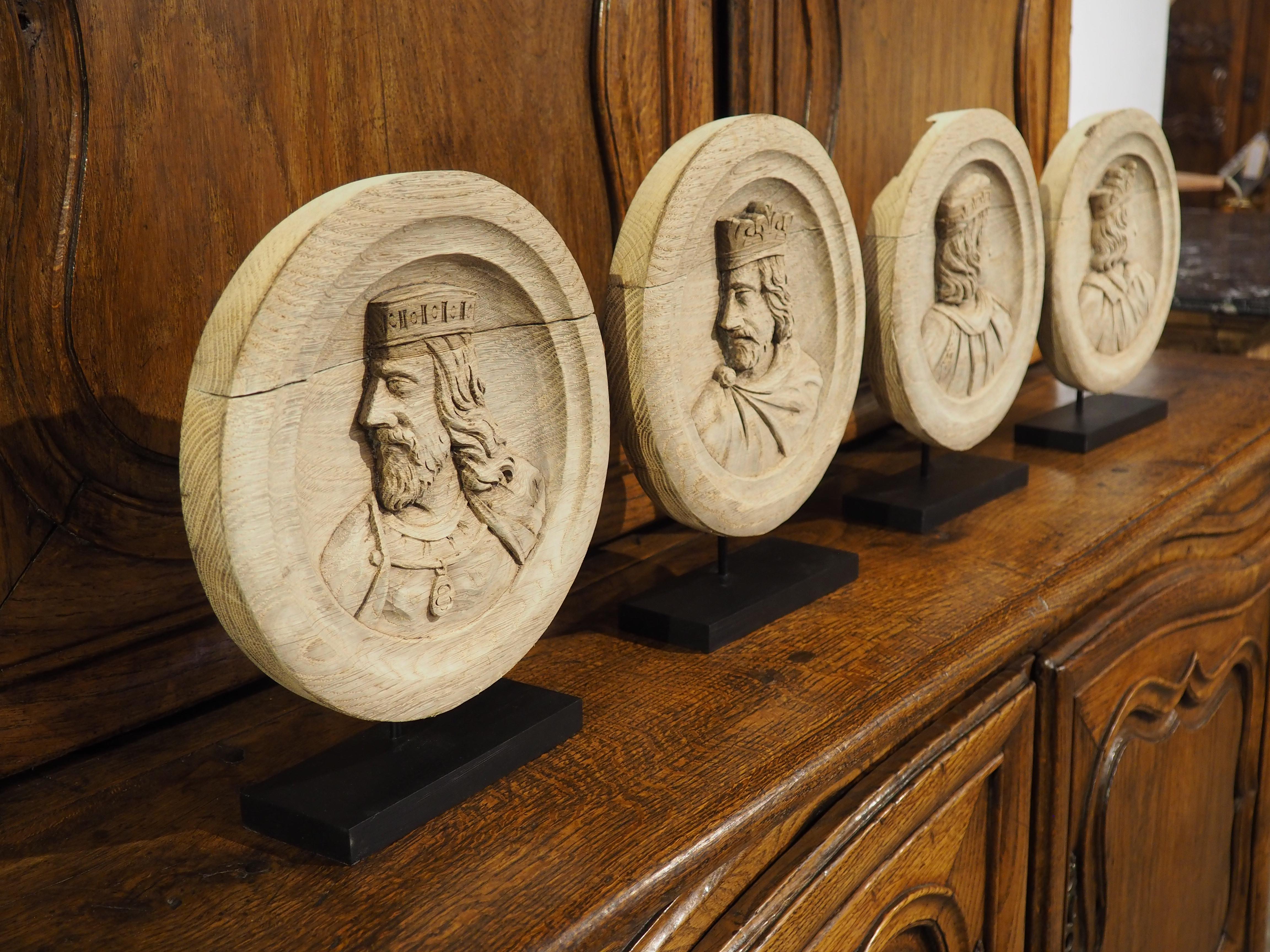 Set of 4 Antique French Carved Oak Medallion Busts, Circa 1890 For Sale 5